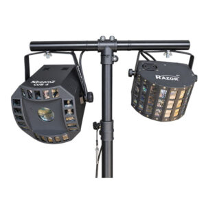 Dual LED disco lights with lighting stand for party hire Sunshine Coast
